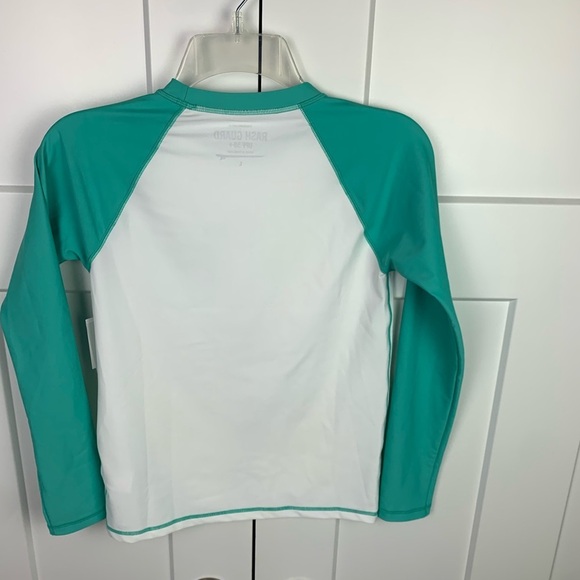 NWT Crew Cuts Boys LARGE Kids' long-sleeve rash guard with UPF 50+ WHITE GREEN - Picture 6 of 6